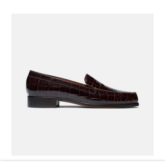 🍂NWOT Emme Parsons Espresso Embossed Croc Loafers - Picture 1 of 13